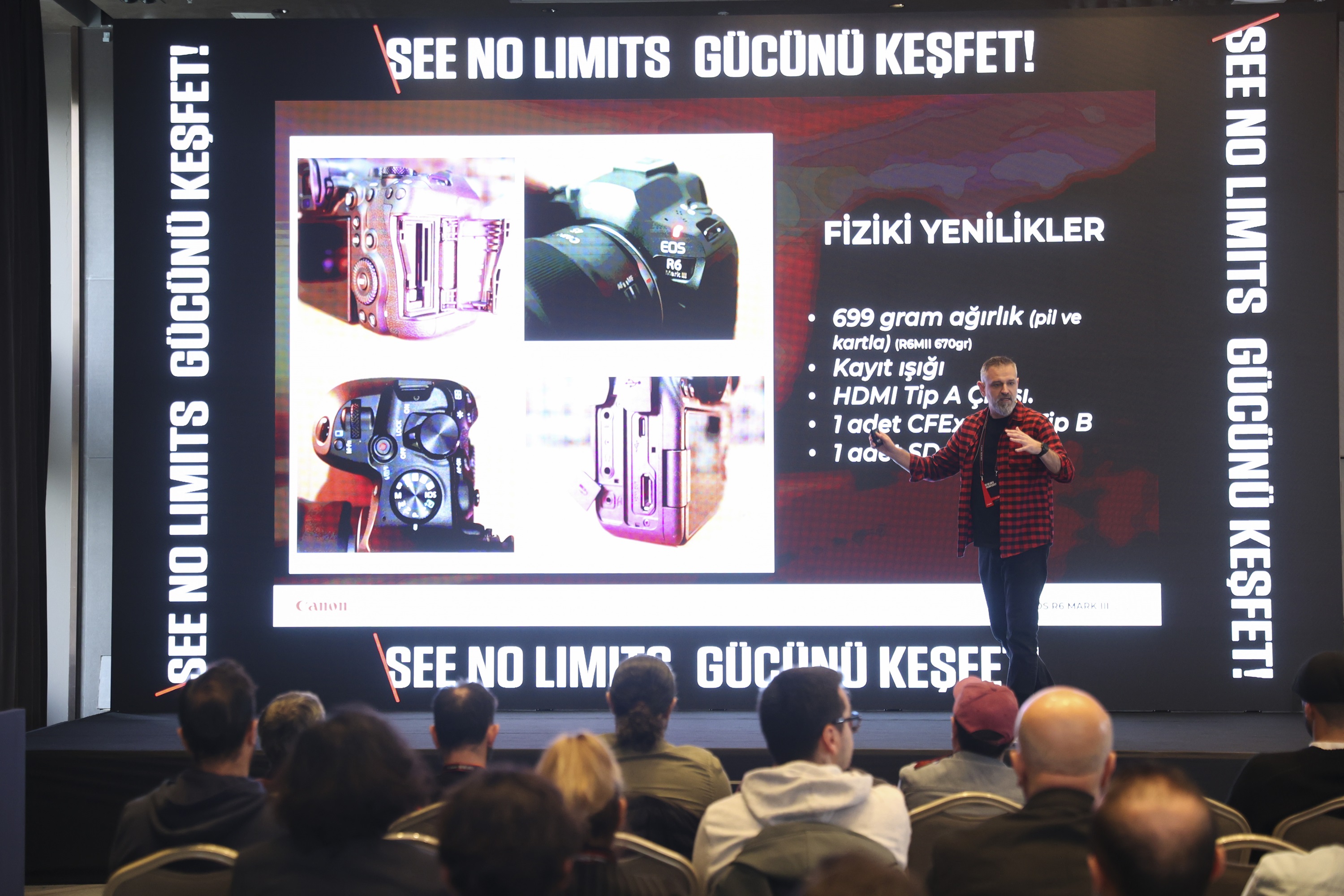 Canon&rsquo;un See No Limits etkinliğinde katılımcılar at&ouml;lyelerde yeni modelleri deneyimliyor