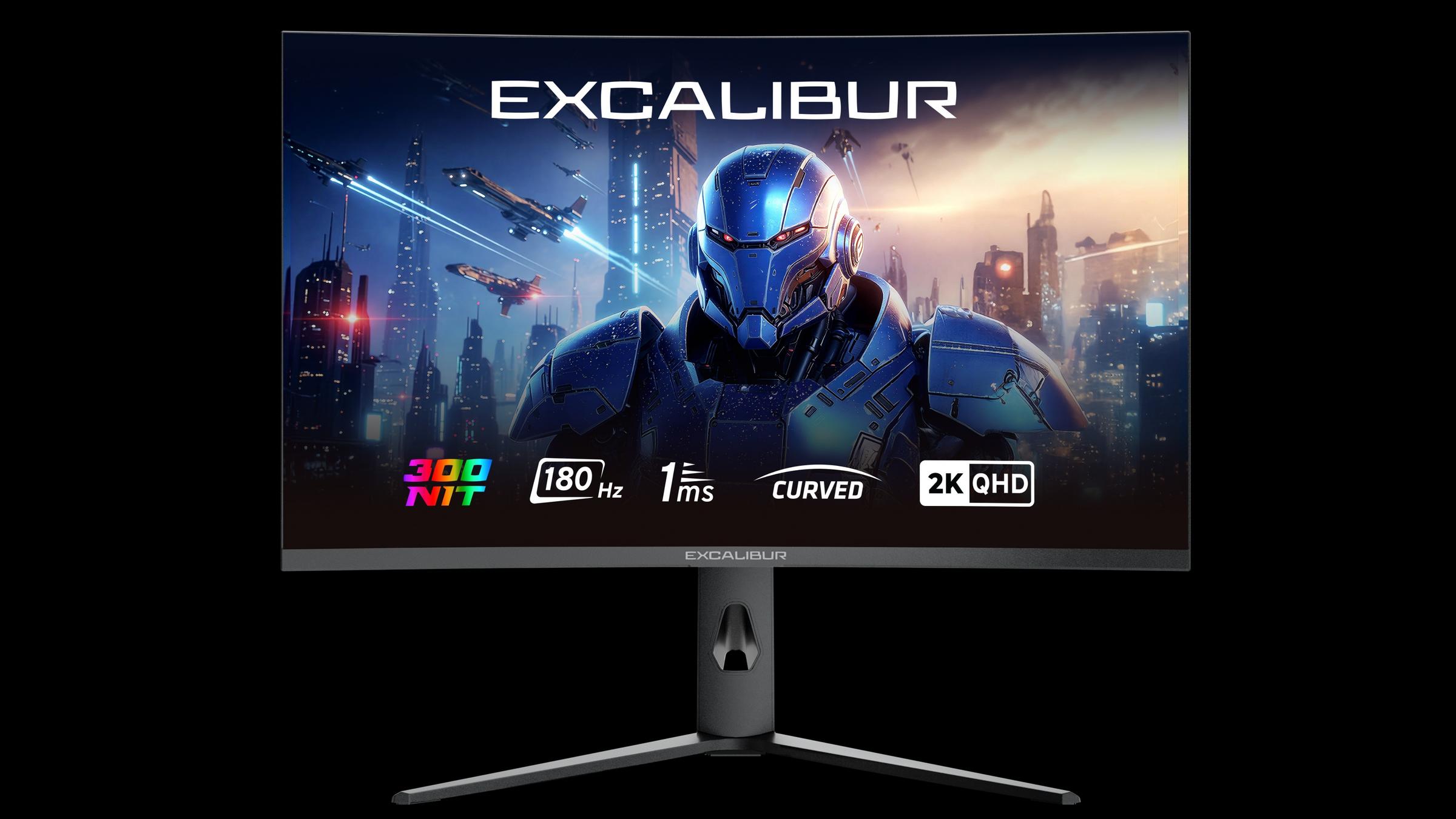 Excalibur 31,5 in&ccedil; 2K 180Hz kavisli monit&ouml;r &ouml;n y&uuml;z