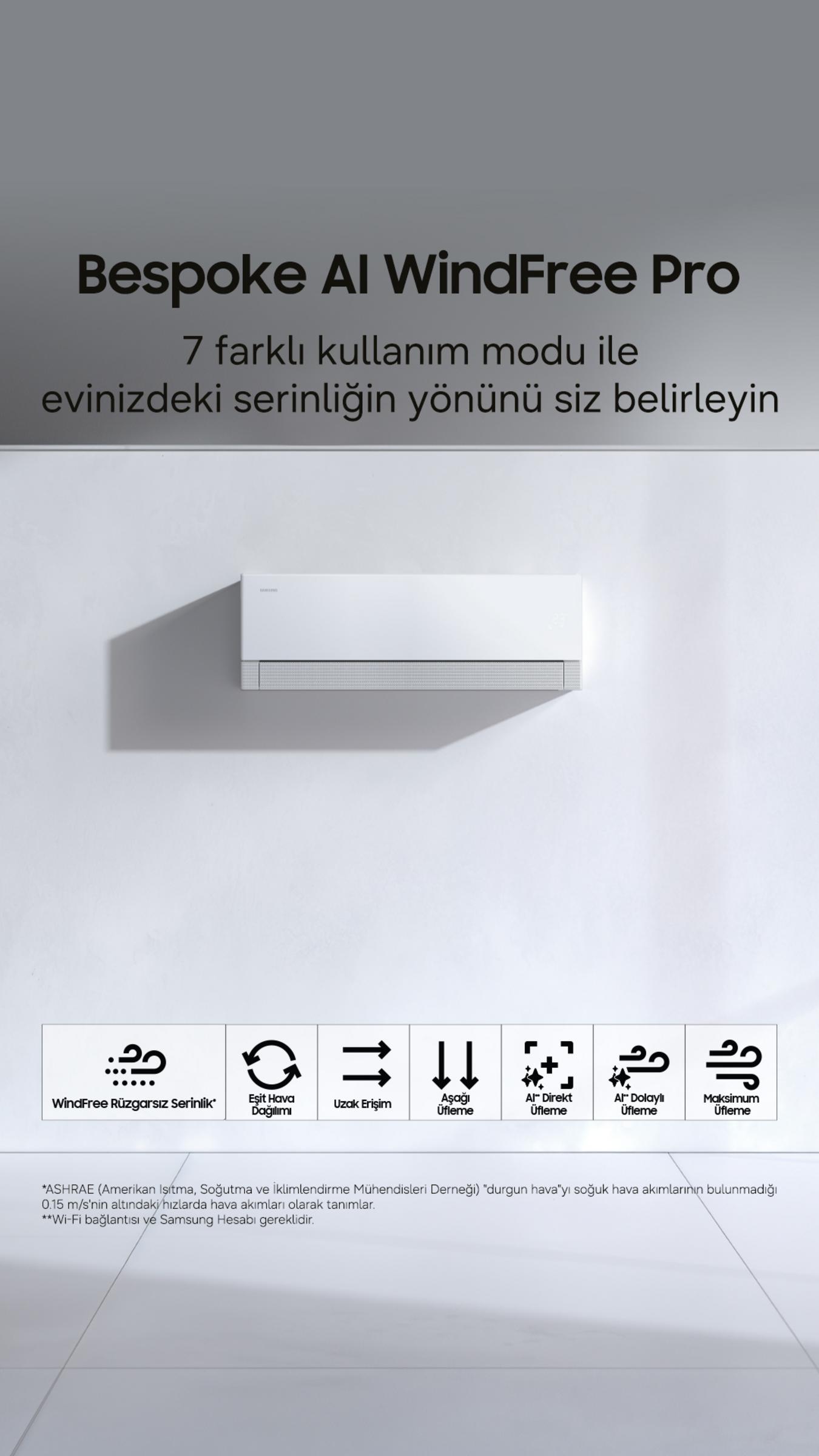 Samsung Bespoke AI WindFree Pro duvar tipi klima
