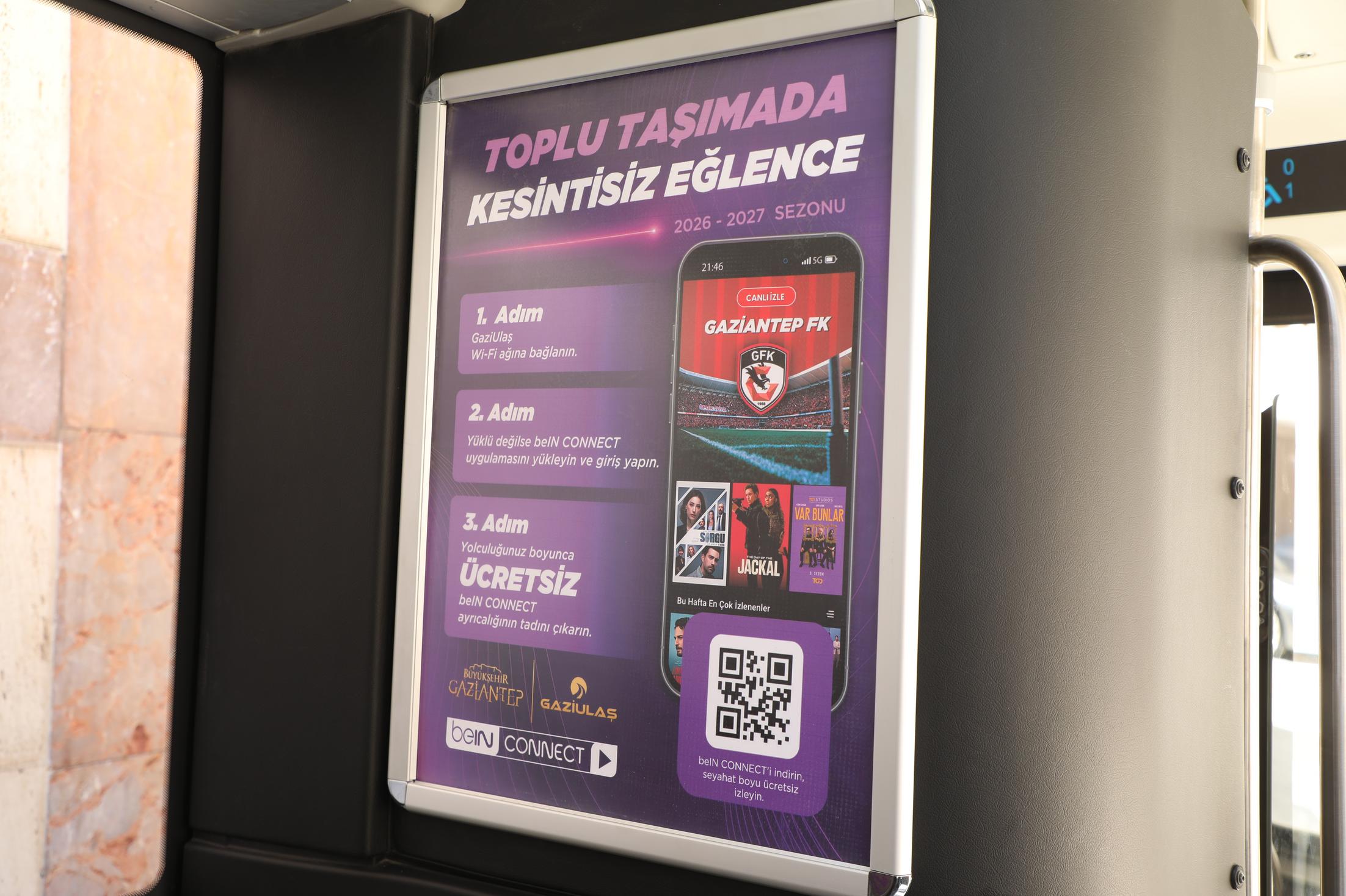 beIN CONNECT içerikleri artık Gaziantep’te toplu taşımada