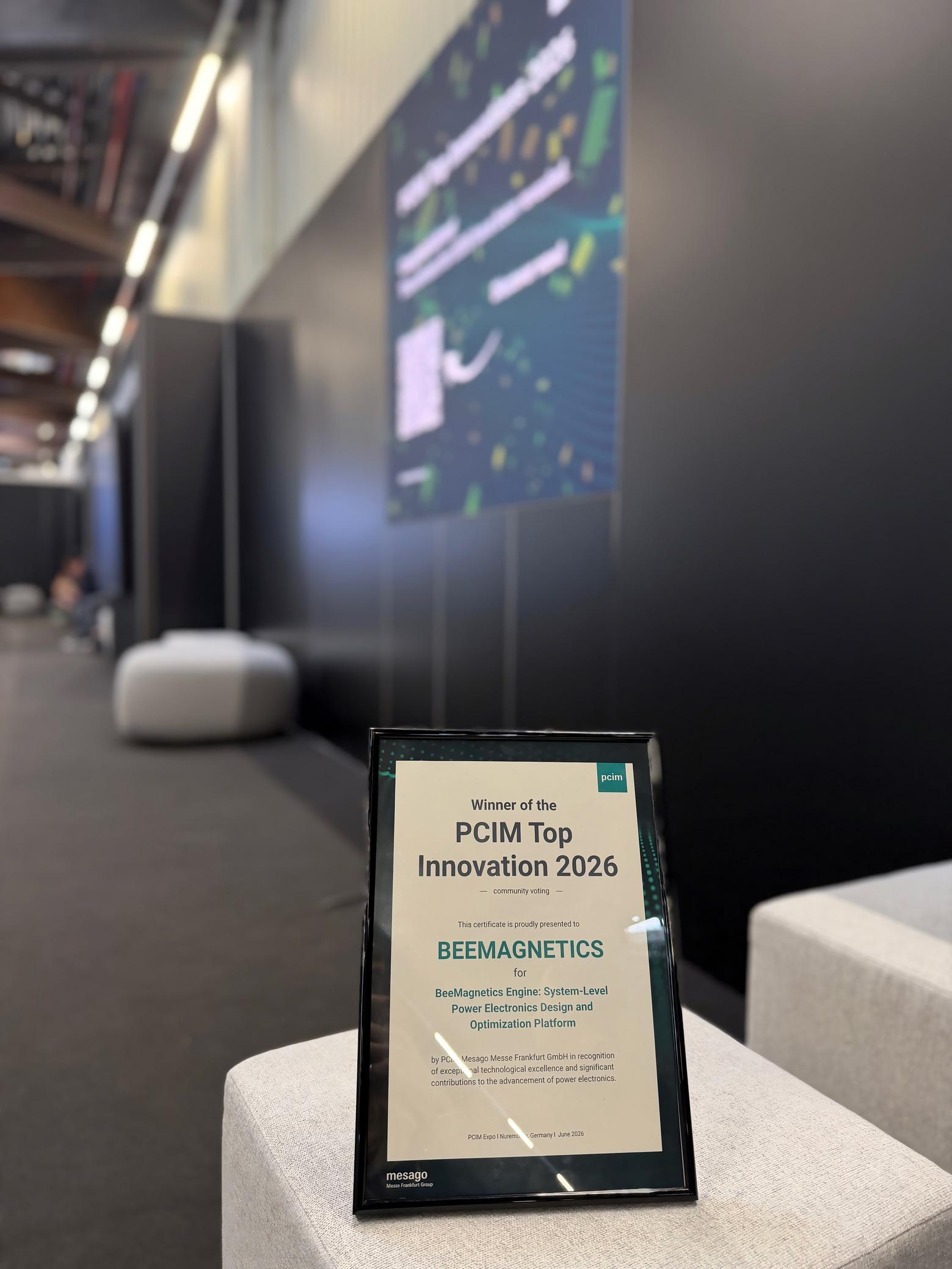 BeeMagnetics PCIM Top Innovation 2026 ödülü – etkinlik görseli 2