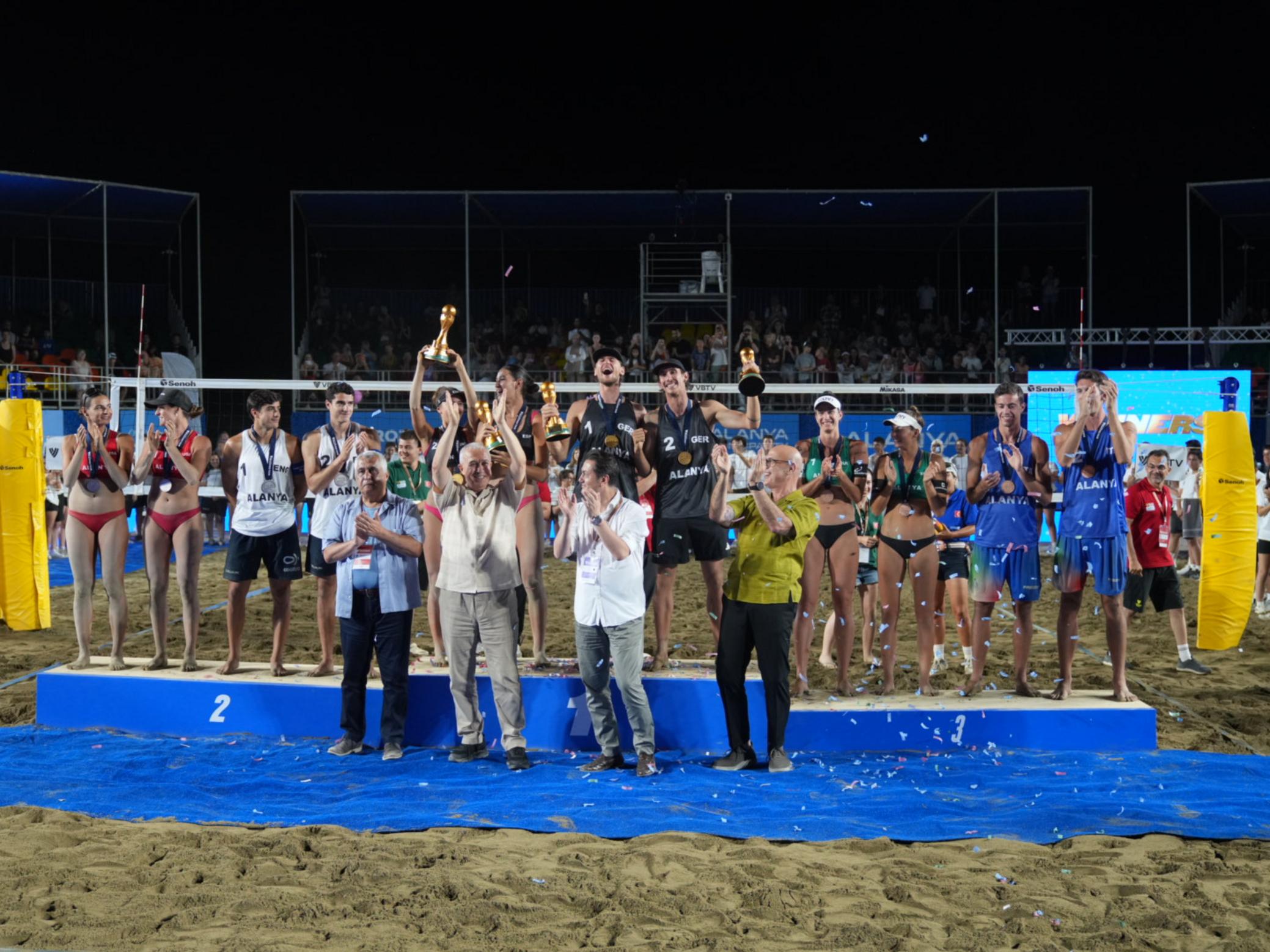 Volleyball World Beach Pro Tour Alanya Challenge final müsabakasından bir an