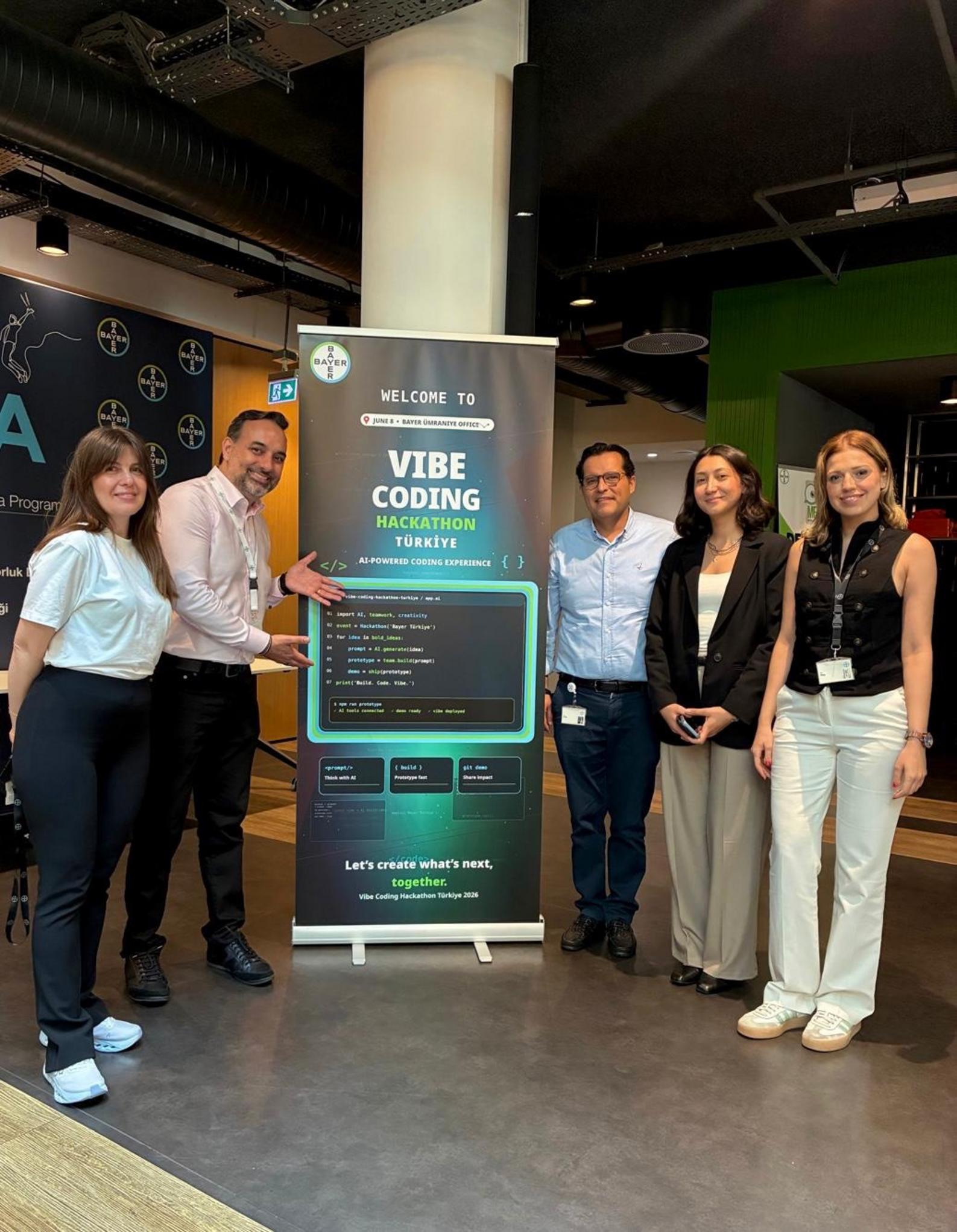 Bayer Türkiye Vibe Coding Hackathon sahne ve panel