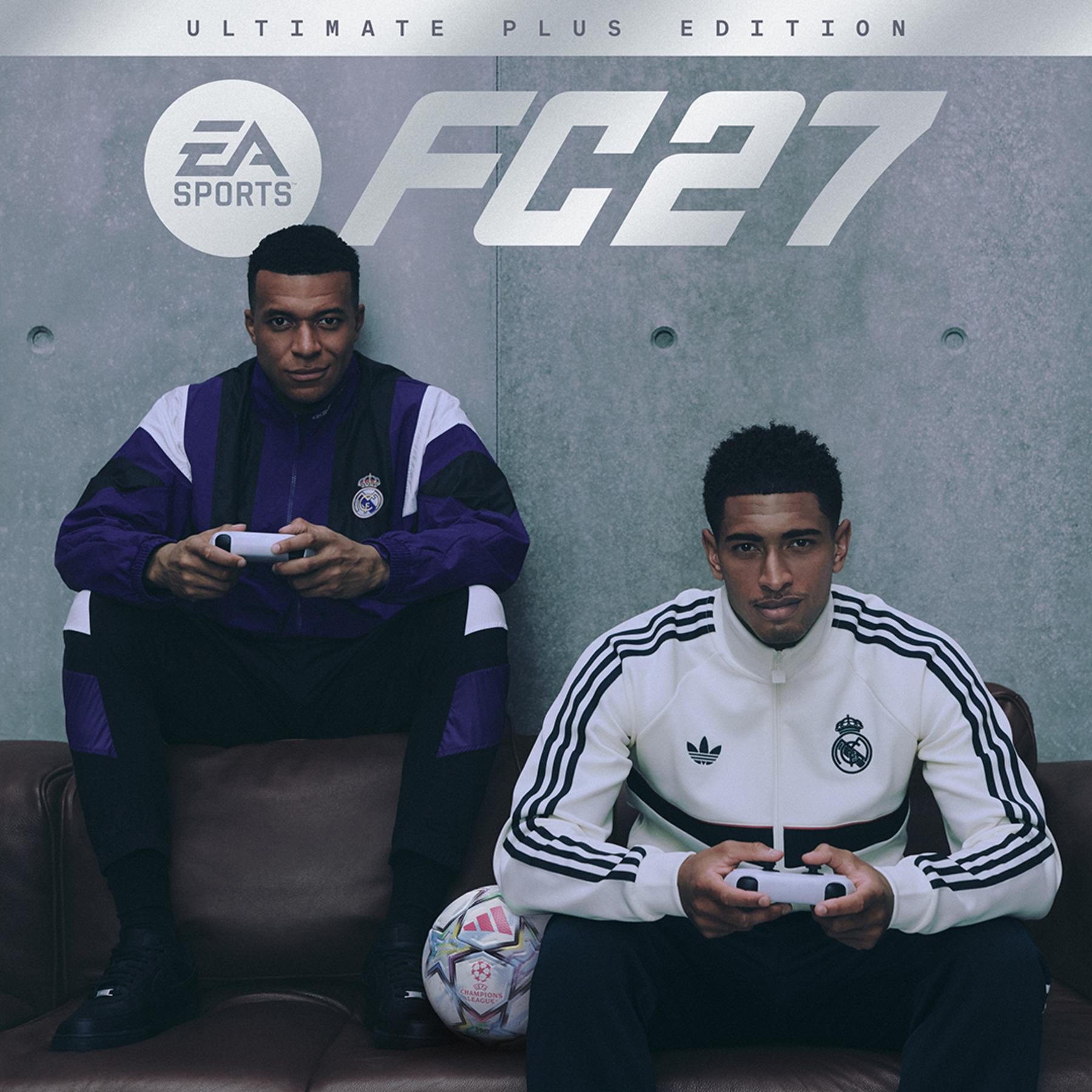 EA SPORTS FC 27 Ultimate Plus Sürümü kapağı – Mbappé ve Bellingham