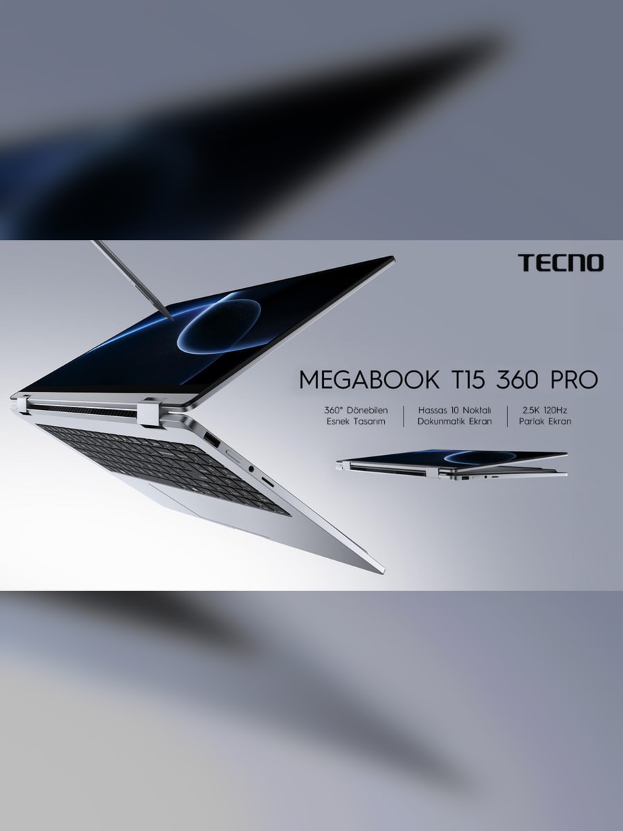 TECNO MEGABOOK T15 360 serisi ve 0 mm çerçevesiz konsept telefon