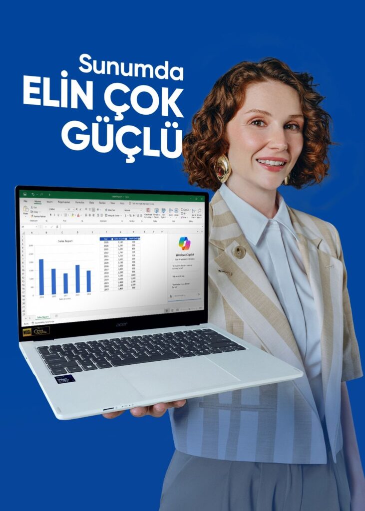 Acer ve Hepsiburada’dan “Elindeki Güç” reklam filmi serisi Elindeki Güç reklam filmi serisi: Sunumda Elin Çok Güçlü görseli, Acer Swift Spin 14 AI
