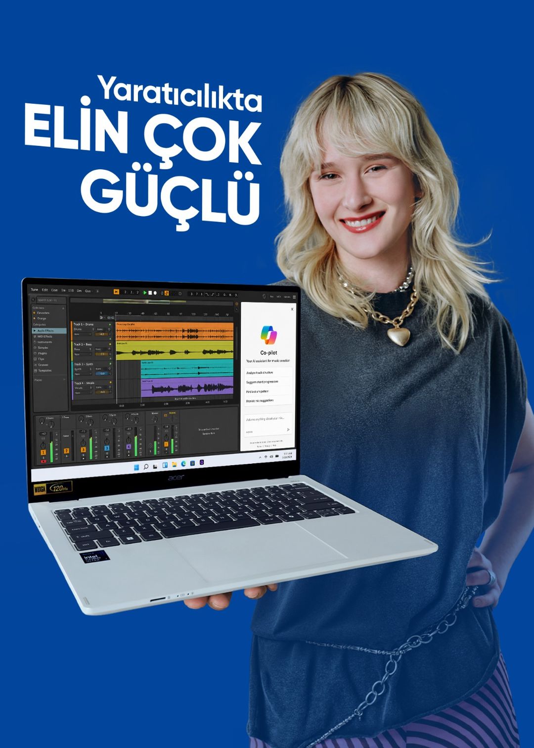 Elindeki Güç reklam filmi serisi: Yaratıcılıkta Elin Çok Güçlü görseli, Acer Swift Spin 14 AI