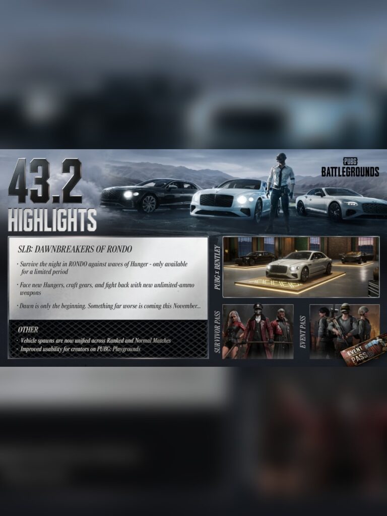 PUBG 43.2: Bentley İş Birliği ve Yeni Co-op PvE